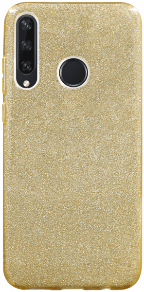 Huawei Y6P szilikon tok kivehető ezüst csillámporos réteg halvány sárga