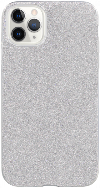 Apple iPhone 11 Pro Max szilikon tok kivehető ezüst csillámporos réteg átlátszó