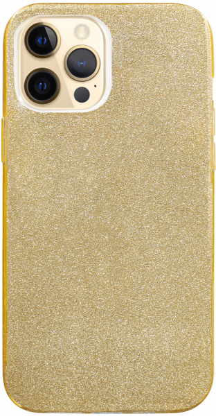 Apple iPhone 12 Pro Max szilikon tok kivehető ezüst csillámporos réteg halvány sárga
