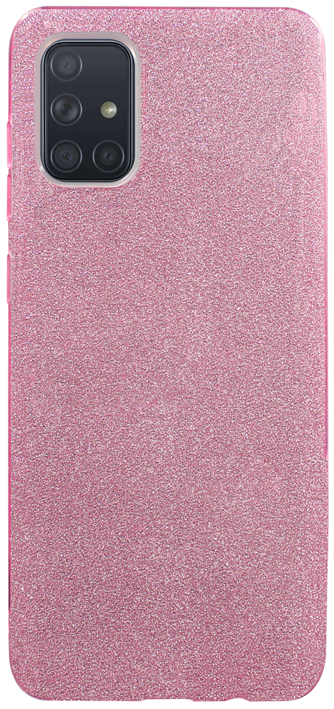 Samsung Galaxy A71 (SM-A715F) szilikon tok kivehető ezüst csillámporos réteg halvány rózsaszín