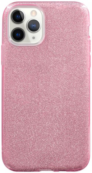 Apple iPhone 11 Pro szilikon tok kivehető ezüst csillámporos réteg halvány rózsaszín