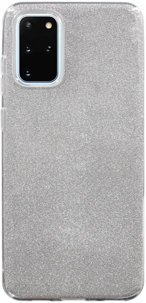 Samsung Galaxy S20 Plus (SM-G985F) szilikon tok kivehető ezüst csillámporos réteg átlátszó