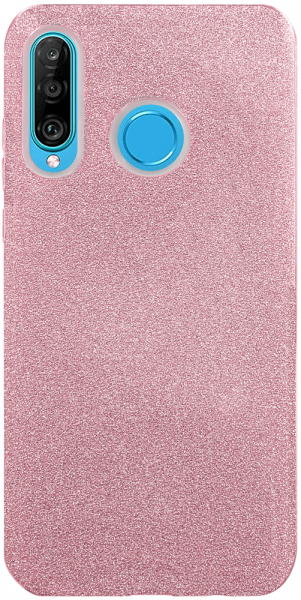 Huawei P30 Lite szilikon tok kivehető ezüst csillámporos réteg halvány rózsaszín