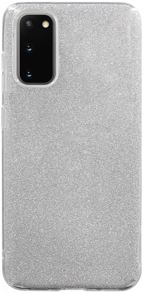 Samsung Galaxy S20 (SM-G980F) szilikon tok kivehető ezüst csillámporos réteg átlátszó