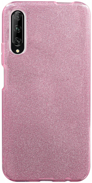 Huawei P Smart Pro 2019 szilikon tok kivehető ezüst csillámporos réteg halvány rózsaszín