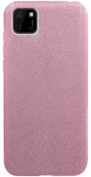 Huawei Y5P szilikon tok kivehető ezüst csillámporos réteg halvány rózsaszín