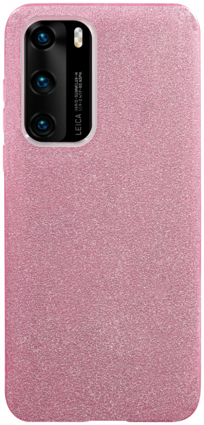 Huawei P40 szilikon tok kivehető ezüst csillámporos réteg halvány rózsaszín