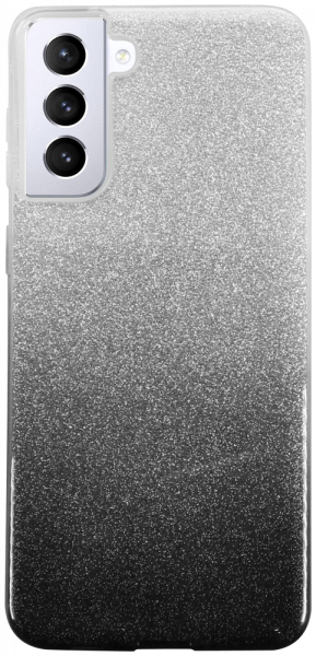 Samsung Galaxy S21 Plus 5G (SM-G996B) szilikon tok csillogó hátlap fekete/ezüst