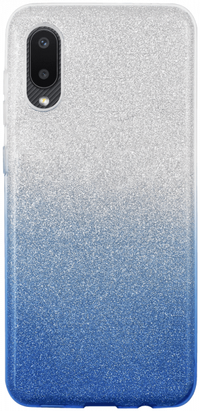 Samsung Galaxy A02 (SM-A022F) szilikon tok csillogó hátlap kék/ezüst