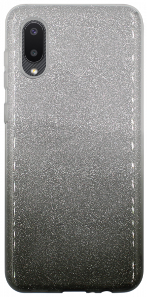 Samsung Galaxy A02 (SM-A022F) szilikon tok csillogó hátlap fekete/ezüst