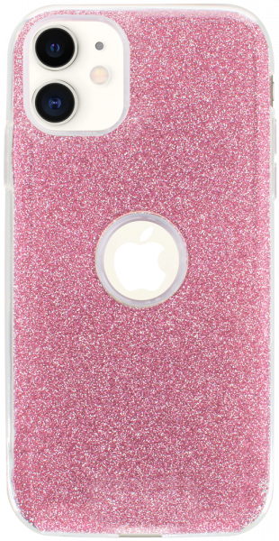 Apple iPhone 11 szilikon tok csillogó hátlap logó kihagyós rózsaszín