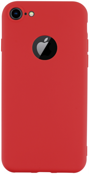 Apple iPhone 8 szilikon tok logó kihagyós kameravédővel piros