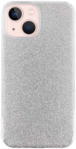 Apple iPhone 13 Mini szilikon tok kivehető ezüst csillámporos réteg átlátszó