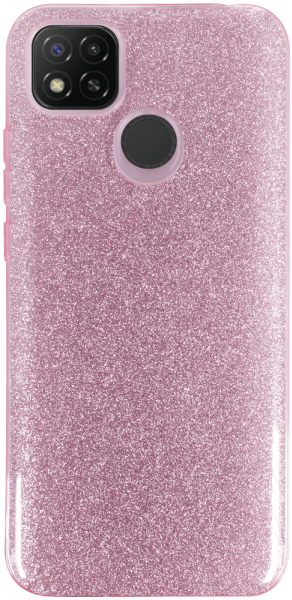 Xiaomi Redmi 9C NFC szilikon tok kivehető ezüst csillámporos réteg halvány rózsaszín