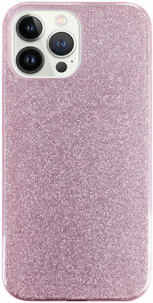 Apple iPhone 13 Pro Max szilikon tok kivehető ezüst csillámporos réteg halvány rózsaszín