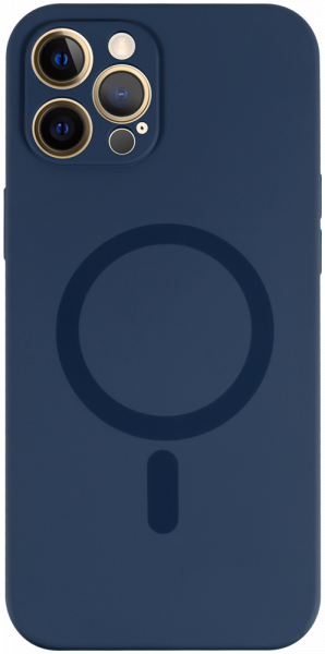 Apple iPhone 12 Pro Max szilikon tok gyári MagSafe kameravédővel sötétkék