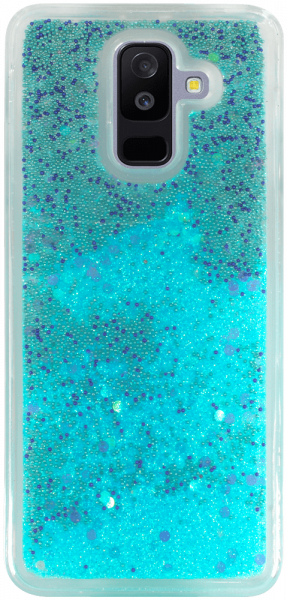 Samsung Galaxy A6 Plus 2018 (A605) szilikon tok Liquid Glitter türkiz
