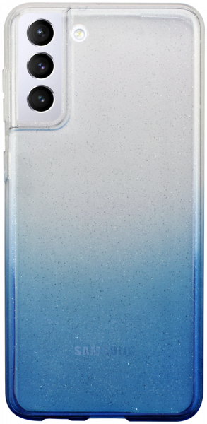 Samsung Galaxy S21 Plus 5G (SM-G996B) szilikon tok színátmenetes csillámos átlátszó/kék