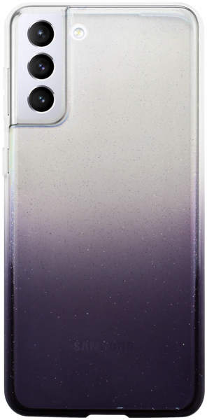 Samsung Galaxy S21 Plus 5G (SM-G996B) szilikon tok színátmenetes csillámos átlátszó/lila
