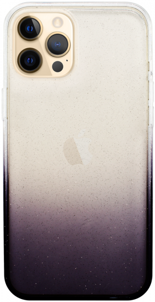 Apple iPhone 12 Pro Max szilikon tok színátmenetes csillámos átlátszó/lila