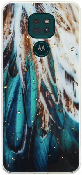 Motorola Moto G9 Play kemény hátlap Gold Glam Feathers