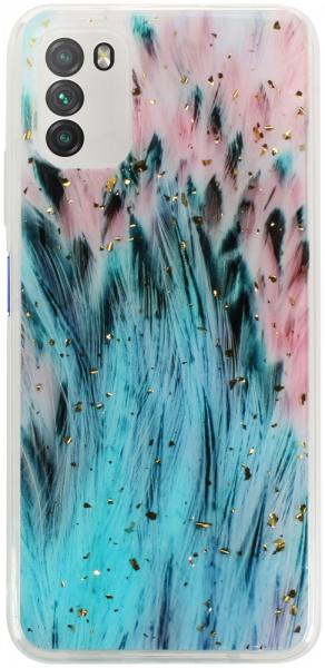 Xiaomi Poco M3 kemény hátlap kameravédővel Gold Glam Peacock