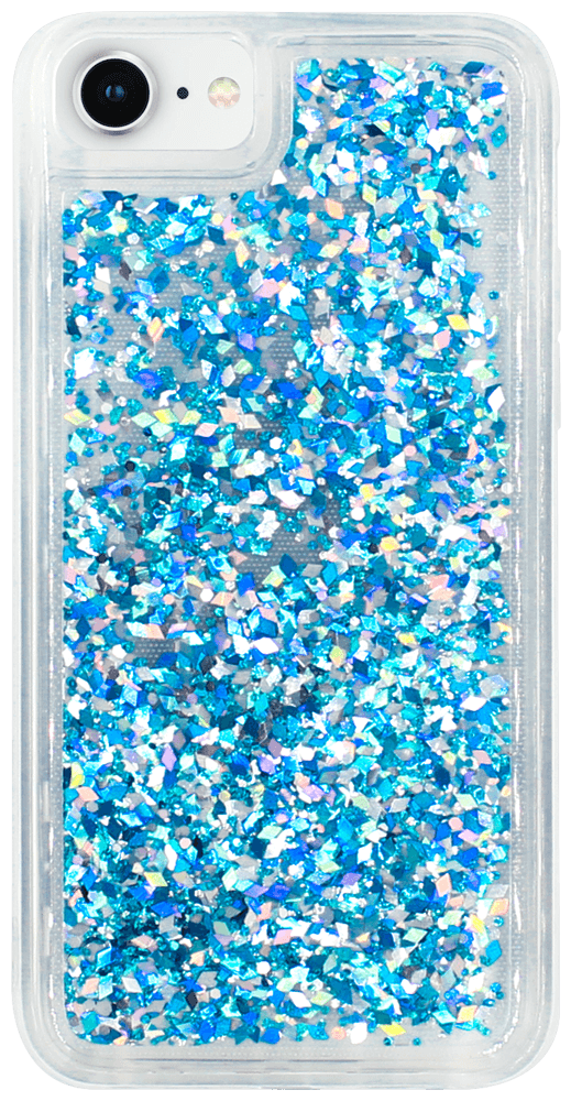 Apple iPhone SE (2022) szilikon tok gyári Liquid Sparkle kék/ezüst