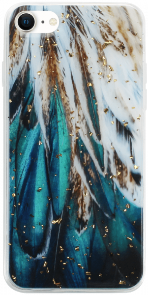 Apple iPhone SE (2020) kemény hátlap Gold Glam Feathers