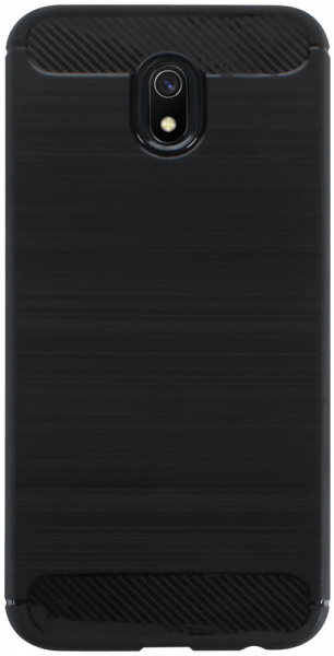 Xiaomi Redmi 8A ütésálló szilikon tok szálcsiszolt-karbon minta légpárnás sarok fekete