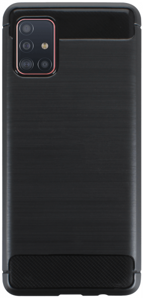 Samsung Galaxy A51 5G (SM-A516B) ütésálló szilikon tok szálcsiszolt-karbon minta légpárnás sarok fekete