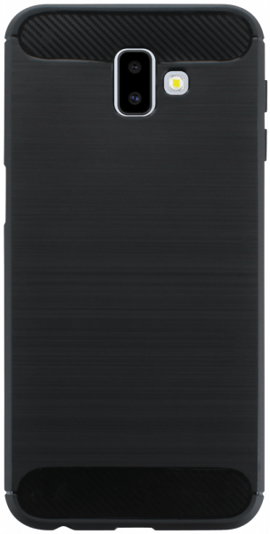 Samsung Galaxy J6 Plus (J610F) ütésálló szilikon tok szálcsiszolt-karbon minta légpárnás sarok fekete