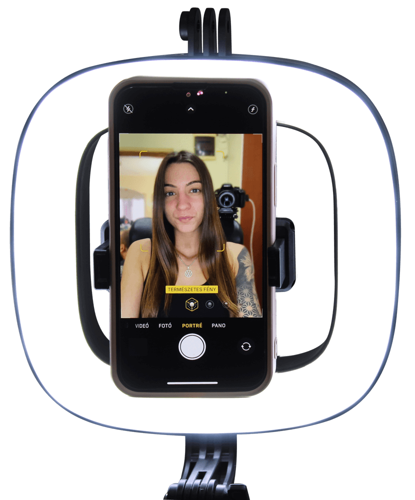 Samsung Galaxy M23 5G (SM-M236B) kompatibilis Fill Light tripod szelfiállvány lámpával és bluetooth távirányítóval fekete