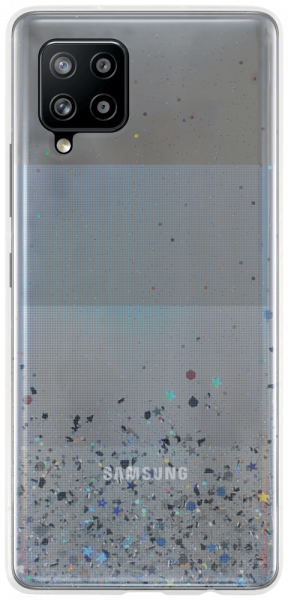 Samsung Galaxy A42 5G (SM-A426B) kemény hátlap szilikon kerettel flitteres átlátszó