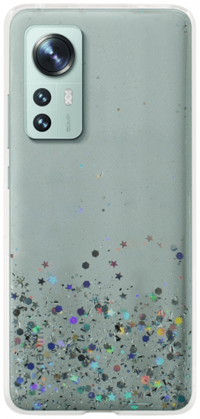 Xiaomi 12X kemény hátlap szilikon kerettel flitteres átlátszó