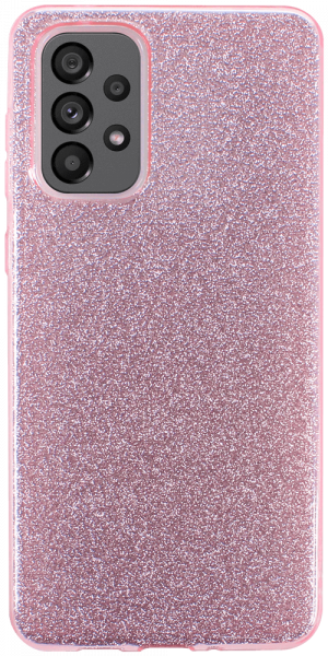 Samsung Galaxy A73 5G (SM-A736B) szilikon tok kivehető ezüst csillámporos réteg halvány rózsaszín