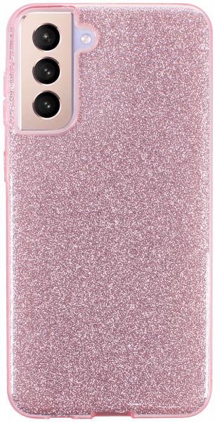 Samsung Galaxy S21 Plus 5G (SM-G996B) szilikon tok kivehető ezüst csillámporos réteg halvány rózsaszín