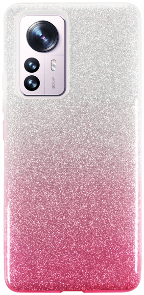 Xiaomi 12 Pro szilikon tok csillogó hátlap rózsaszín/ezüst