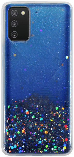 Samsung Galaxy S20 Plus 5G (SM-G986F) kemény hátlap szilikon kerettel flitteres átlátszó kék