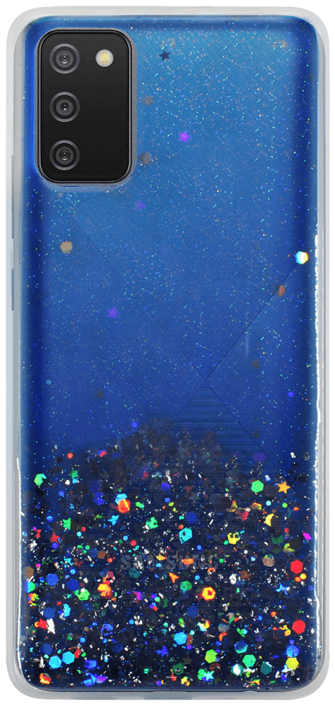 Samsung Galaxy S20 Plus (SM-G985F) kemény hátlap szilikon kerettel flitteres átlátszó kék