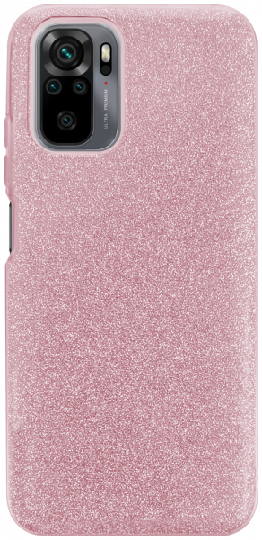 Xiaomi Redmi Note 10s szilikon tok kivehető ezüst csillámporos réteg halvány rózsaszín