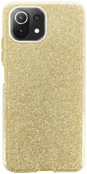 Xiaomi 11 Lite 5G NE szilikon tok kivehető ezüst csillámporos réteg halvány sárga