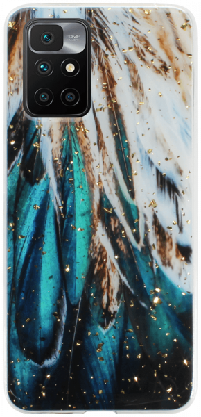 Xiaomi Redmi 10 kemény hátlap Gold Glam Feathers