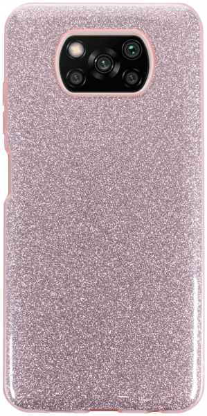 Xiaomi Poco X3 Pro szilikon tok kivehető ezüst csillámporos réteg halvány rózsaszín