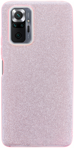Xiaomi Redmi Note 10 Pro szilikon tok kivehető ezüst csillámporos réteg halvány rózsaszín