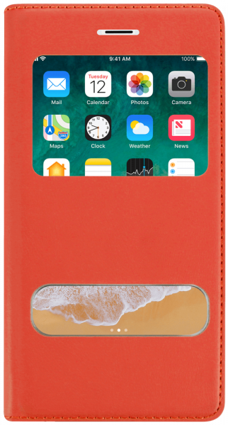 Apple iPhone 6 oldalra nyíló flipes bőrtok S-View Cover narancssárga