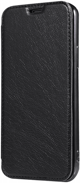 Xiaomi Redmi Note 8 2021 oldalra nyíló flipes bőrtok átlátszó szilikon hátlap, fémhatású keret fekete