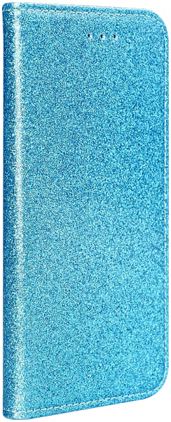 Apple iPhone 6S oldalra nyíló flipes bőrtok csillámos kék