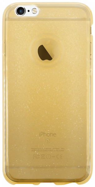 Apple iPhone 6S szilikon tok csillogó hátlap logónál átlátszó halvány sárga