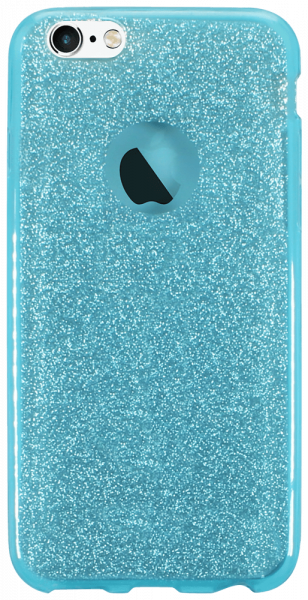 Apple iPhone 6S szilikon tok kivehető csillámporos réteg logónál átlátszó halvány kék