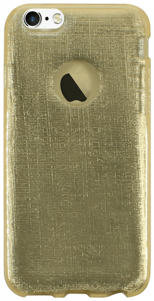 Apple iPhone 6S szilikon tok kivehető csillámporos réteg logónál átlátszó halvány sárga